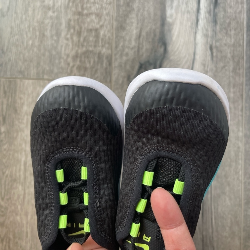 Nike Kids' Black & Teal Slip-On Sneakers with Neon Green Accents - Picture 4 of 7